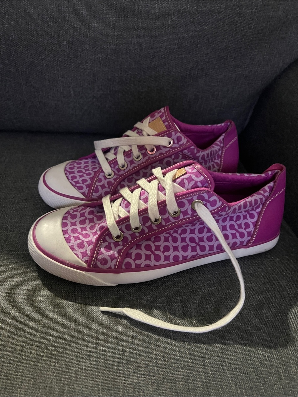 Coach Purple Signature Canvas Low-Top Sneakers